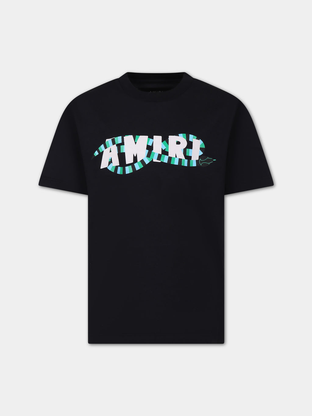 T-shirt nera per bambini con serpente e logo